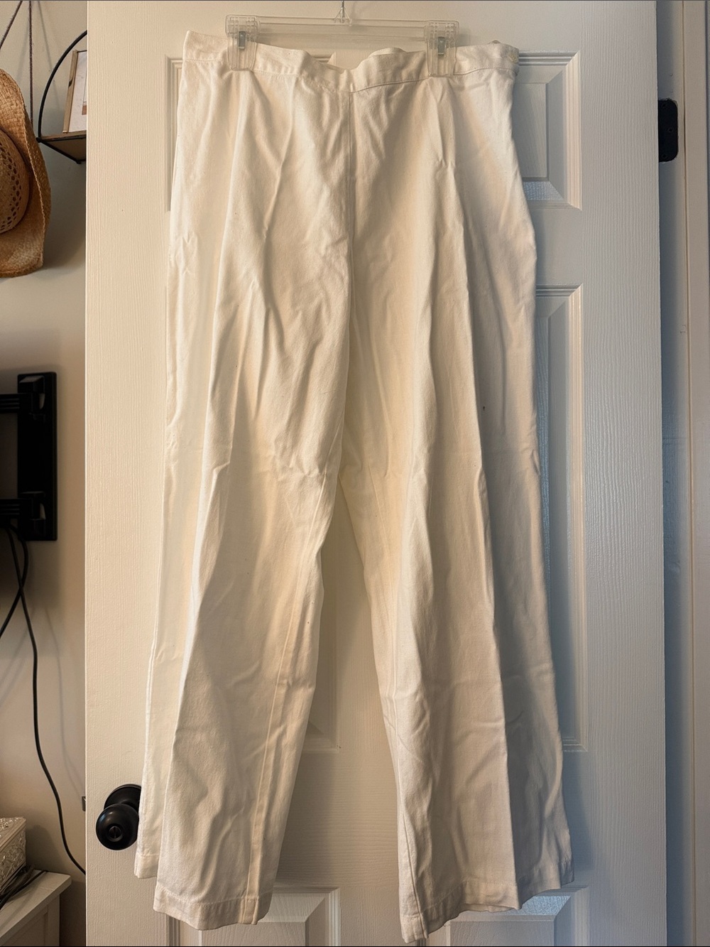 Women's White Straight-Leg Trousers